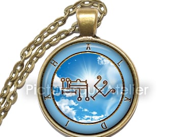 ANGEL ALADIAH SEAL ketting/sleutelhanger, beschermengel, 6-10 mei, talisman, bescherming, symbool, kunst hanger ketting, glazen hanger