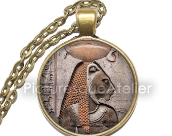 SEKHMET Necklace, Warrior Goddess, Goddess of Healing, Lioness, Egyptian, Ancient, Art Pendant Necklace, Handmade Jewelry