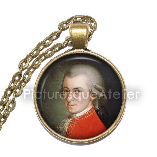 MOZART Necklace, Wolfgang Amadeus Mozart, Classical Period, Composer, German, Art Pendant Necklace