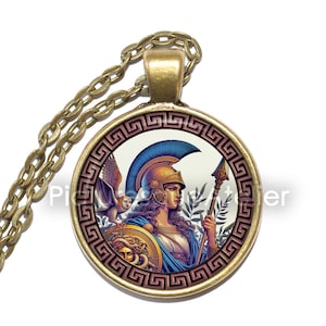 ATHENA Necklace/Keyring, Goddess of Wisdom, Goddess of War, Goddess of Handicraft, Greek, Patroness, Athens, Glass Pendant