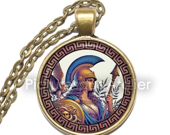 ATHENA Necklace/Keyring, Goddess of Wisdom, Goddess of War, Goddess of Handicraft, Greek, Patroness, Athens, Glass Pendant