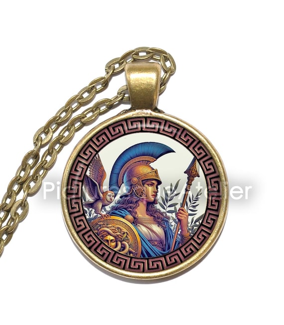 ATHENA Necklace/Keyring, Goddess of Wisdom, Goddess of War, Goddess of Handicraft, Greek, Patroness, Athens, Glass Pendant