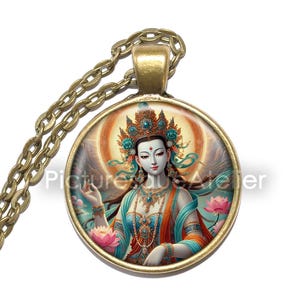 MANDARAVA Halskette / Schlüsselanhänger, Weiße Prinzessin, Gottheit, Dakini, Weisheit, Wissen, Bewusstsein, tibetischer Buddhismus, Guru Padmasambhava