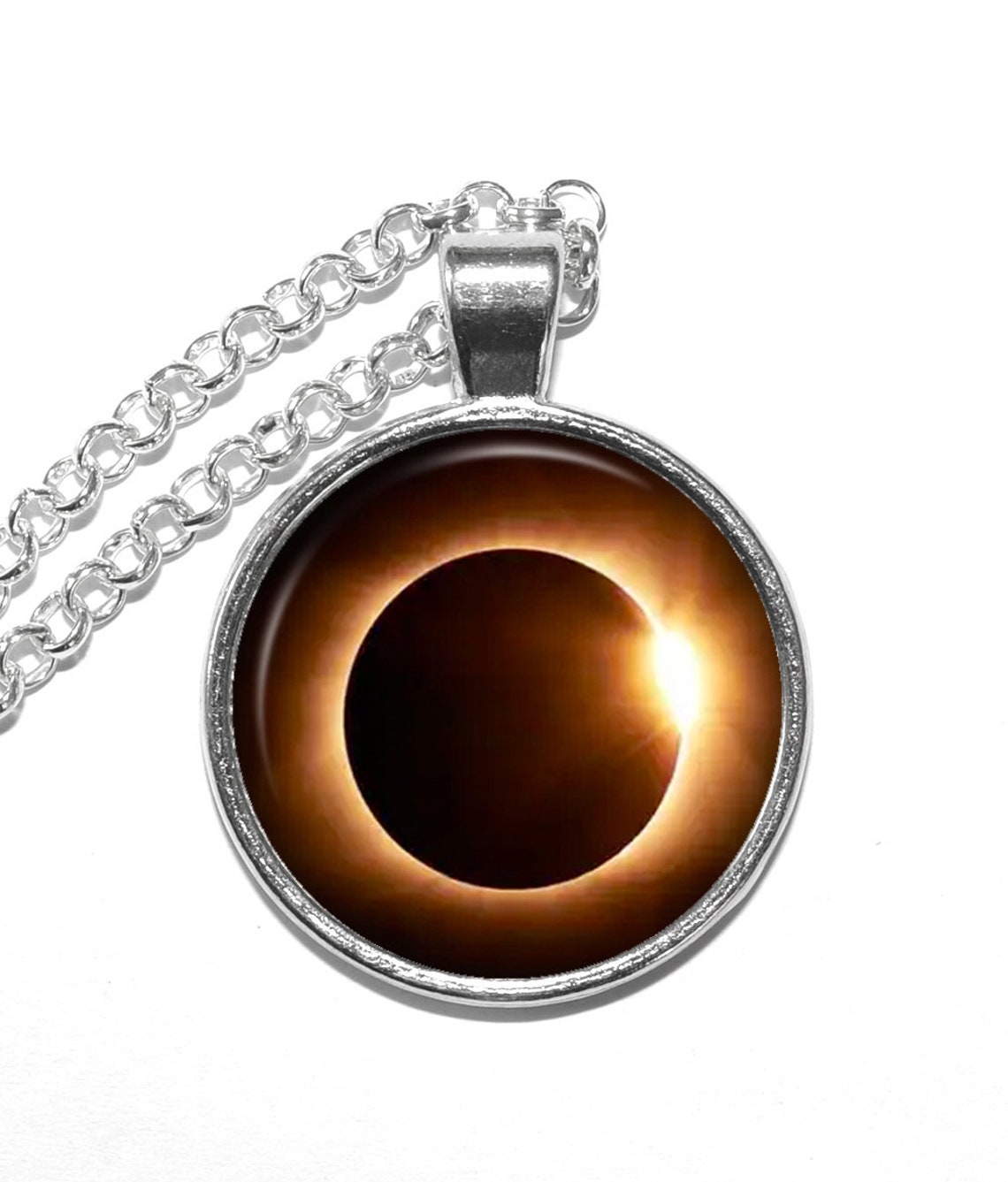 SOLAR ECLIPSE Necklace Sun Moon Phenomenon Art Pendant Etsy