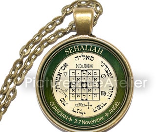 ANGEL SEHALIAH PENTACLE Necklace, Guardian angel, Talisman, Protection, Symbol, Art Pendant Necklace, Glass Pendant, Handmade jewelry