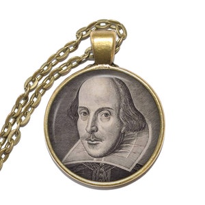WILLIAM SHAKESPEARE Halskette / Schlüsselring, Englisch, Dramatiker, Dichter, Schauspieler, Englands Nationaldichter, Barde von Avon, Der Barde, Glasanhänger