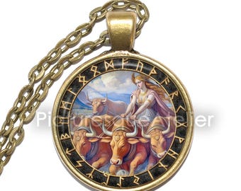 GEFJUN Necklace/Keyring, Norse, Goddess of Fertility, Goddess of Abundance, Goddess of Agriculture, Goddess of Prosperity, Vikings, Asatru