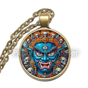 PALDEN LHAMO Necklace/Keyring, Deity, Glorious Goddess, Remati, Shri Devi, Buddhist Necklace, Religious Necklace, Buddhism, Glass Pendant