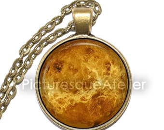 VENUS Necklace, Planet, Milky Way, Solar System, Space, Universe, Art Pendant Necklace, Glass Pendant, Handmade Jewelry