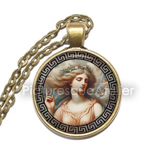MNEMOSYNE Necklace/Keyring, Goddess of Memory, Goddess of Remembrance, Titan, Greek, Glass Pendant