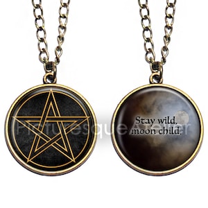 WICCAN Double Sided Necklace, Pentacle, Quote, Spiritual, Wicca, Witch, Witchcraft, Pagan, Nature, Ancient, Agnostic, Inspiration
