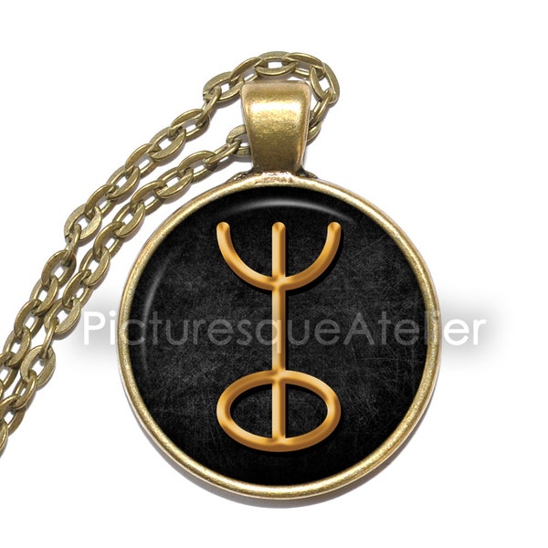 Collier SYMBOLE THALASSA, Symbole de fertilité, Symbole de calme, Symbole de naissance, Symbole de vie, Symbole de renaissance, Grec, Pendentif en verre