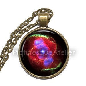 CAT&#39;S EYE NEVEL ketting, sterrenbeeld Draco, melkweg, ruimte, universum, kunst hanger ketting, glazen hanger, handgemaakte sieraden