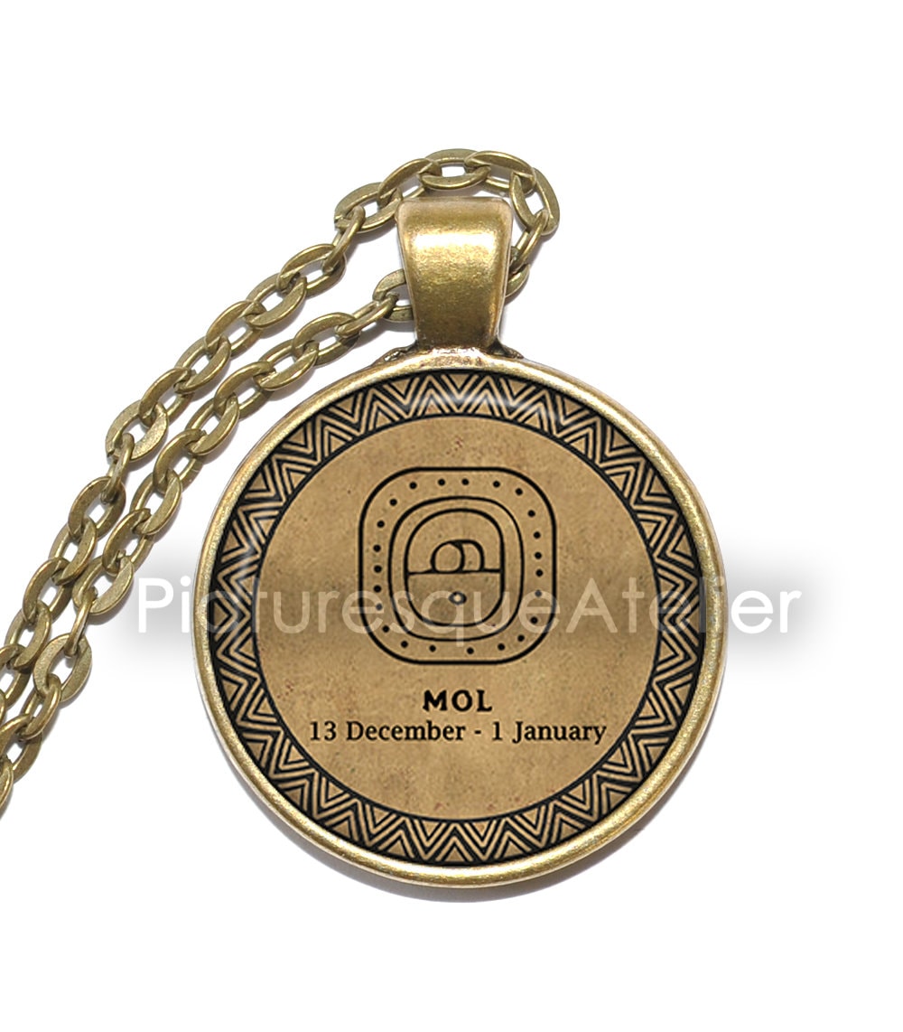 Pendentif Obsidienne Noire Calendrier Maya - Collier Pierre Rond - France Minéraux - Neuf Avec Étiquettes
