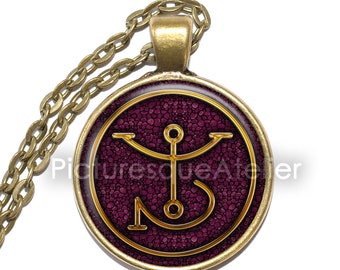 TCHO-TCHOS Necklace/Keyring, Servitors of the Old Ones, Lovecraft, LOVECRAFTIAN, Cthulhu Mythos, Sigil, Glass Pendant, Handmade, Art Pendant