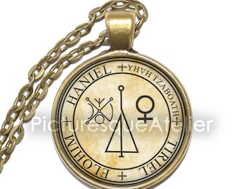 ARCHANGEL HANIEL SEAL Necklace, Joy of God, Angel of Joy, Angel of Intuition, Angel of Love, Divine Grace, Clairvoyance, Intuition, Keyring
