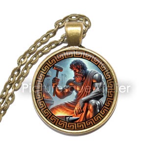 HEPHAESTUS Necklace/Keyring, God of Blacksmiths, God of Fire, Greek, Mythology, God of Carpenters, God of Artisans, God of Volcanos