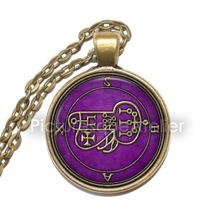 SHAX Necklace, Sigil, Demon of the Night, Demon Marquis, Night Demon, Goetia, Goetic Demon, Art Pendant Necklace, Glass Pendant