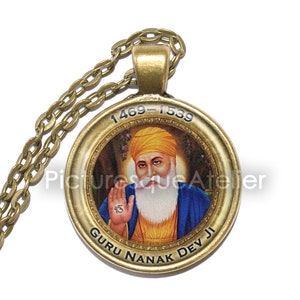 Guru NANAK DEV JI Necklace, Sikhism Founder, Sikh Jewelry, Religious, Spiritual Pendant, Sikh symbol, Sikhism jewelry, Art Pendant Necklace