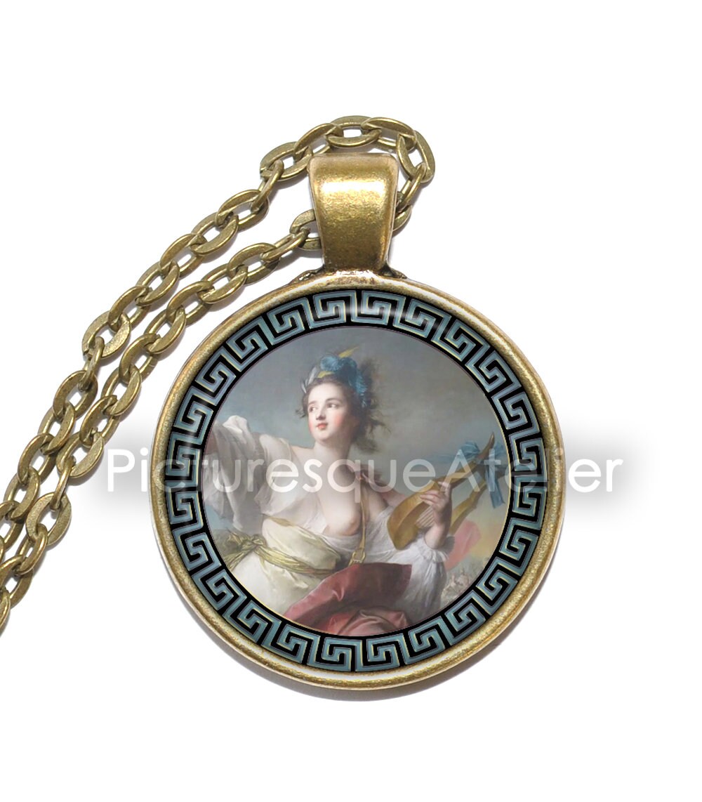 TERPSICHORE Necklace, Goddess of Dance, Goddess of Chorus, Muse, Greek, Art Pendant Necklace, Glass Pendant