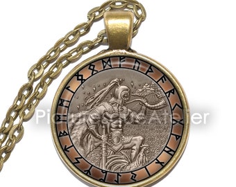 HEIMDALL Necklace/Keyring, Norse God, The Watcher, Aesir, Vikings, Scandinavian, Symbol, Art Pendant Necklace, Glass Pendant