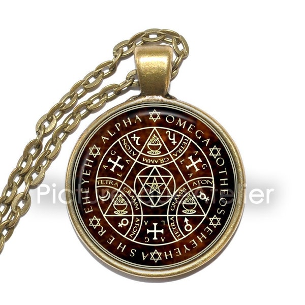 ENOCHIAN SIGIL Necklace, Sigil of Protection, Occultism, Symbol, Magic, Art Pendant Necklace, Glass Pendant