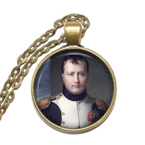 NAPOLEON Necklace, French, Military Leader, Bonaparte, Napoleon I, Emperor, French Revolution, Art Pendant Necklace, Glass Pendant