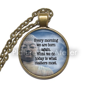 BUDDHA QUOTE Necklace, Gautama Buddha, Buddhism, Art Pendant Necklace, Inspirational Necklace, Glass Pendant, Handmade Jewelry