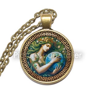 GAIA Necklace/Keyring, Ancestral Mother, Goddess of the Earth, Mother Earth, Primordial Deity, Greek, Mythology, Glass Pendant