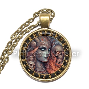 HEL Necklace, Goddess of Death, Niflheim, Underworld, Asatru, Vikings, Valkyrie, Old Norse, Mythology, Art Pendant Necklace, Glass pendant