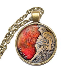 MARS Necklace/Keyring, God of War, Protector of Rome, Agricultural Guardian, Roman, Mythology, Art Pendant Necklace, Glass Pendant