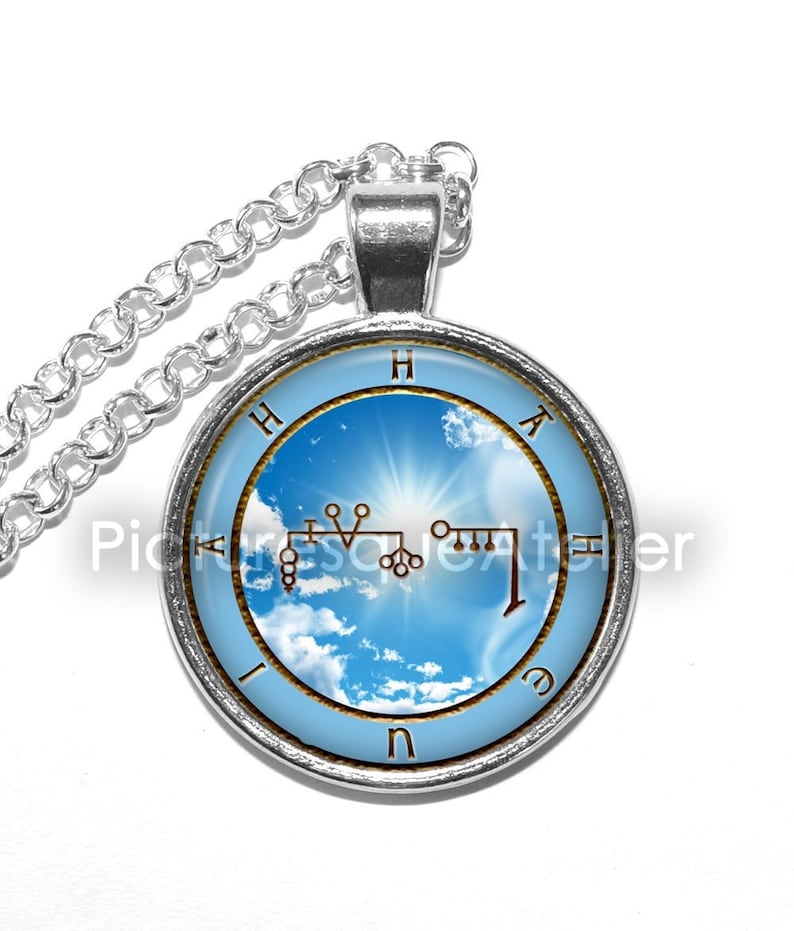 ANGEL HAHEUIAH SEAL ketting/sleutelhanger, beschermengel, 17-22 juli, talisman, bescherming, symbool, kunst hanger ketting, glazen hanger afbeelding 2