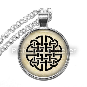 DARA KNOT Necklace, Symbol, Celtic, Fortitude, Inner Strength, Wisdom, Destiny, Leadership, Art Pendant Necklace, Glass Pendant image 2