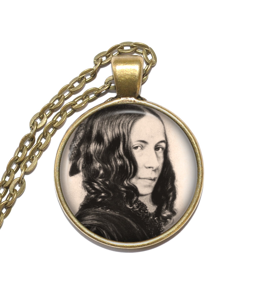 ELIZABETH BARRETT BROWNING Necklace Author Writer Poet English Victorian Art Pendant Necklace Glass Pendant Handmade Jewelry