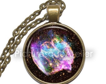 SUPERNOVA Necklace/Keyring, Black Hole, Milky Way, Galaxy, Space, Universe, Art Pendant Necklace, Glass Pendant, Handmade Jewelry