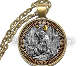 HEPHAESTUS Necklace/Keyring, God of Blacksmiths, God of Fire, Greek, Mythology, God of Carpenters, God of Artisans, God of Volcanos