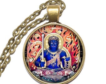 ACALA Necklace, Deity, Vidyaraja, Wisdom king, Protector of Buddhism, Destroyer of Delusion, The Immovable One, Art Pendant Necklace