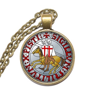 KNIGHTS TEMPLAR Necklace, The Knights Templar, Sigil, Military order, Catholic, Art Pendant Necklace, Glass Pendant