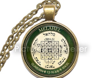 ANGEL MELAHEL PENTACLE Necklace, Guardian angel, Talisman, Protection, Symbol, Art Pendant Necklace, Glass Pendant, Handmade jewelry