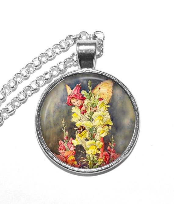 SNAPDRAGON Fairy Necklace Whimsical Colorful Flower Fairy Fantasy Magic Pixie Art Pendant Necklace Handmade Jewelry