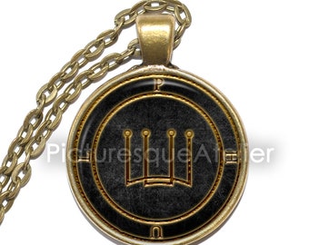 PHUL Necklace, Summoning Sigil, Ruler of the Moon, Grimoire, Olympian Spirit, Glass Pendant