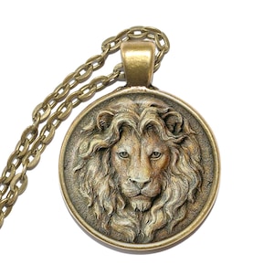 LION Necklace, Big cat, Predator, Panthera leo, Art Pendant Necklace, Glass Pendant, Handmade Jewelry