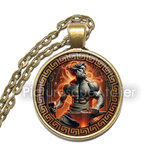 HEPHAESTUS Necklace/Keyring, God of Blacksmiths, God of Fire, Greek, Mythology, God of Carpenters, God of Artisans, God of Volcanos