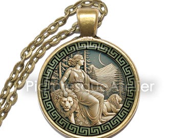 CYBELE Necklace/Keyring, Magna Mater, Great Mother, Phrygian goddess, Fertility, Nature, Goddess of Mountains, Mythology, Glass Pendant