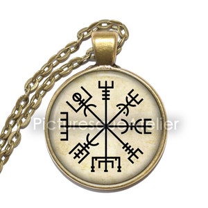 VEGVISIR Necklace/Keyring, Scandinavian, Sigil, Icelandic, Wayfarer, Sign Post, Symbol, Art Pendant Necklace, Glass Pendant
