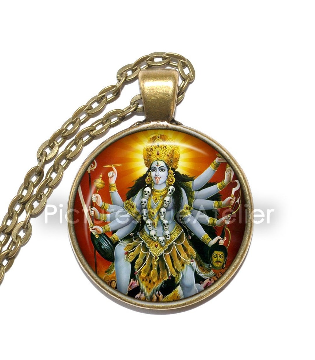 KALI Necklace, Deity, Hindu Goddess, Hindu Necklace, Religious Necklace, Hinduism, Art Pendant