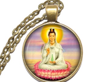 GUANYIN Necklace, Avalokiteśvara, Padmapani, Bodhisattva, Deity, Goddess of Mercy, Buddhist Necklace, Religious Necklace, Buddhism