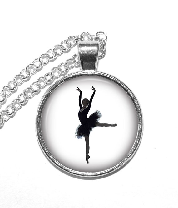BALLERINA Necklace Ballet Dance Music Art Pendant Necklace Glass Pendant Handmade Jewelry