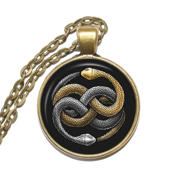 OUROBOROS Necklace, Symbol, Rebirth, Cycle, Life, Death, Art Pendant Necklace, Glass Pendant
