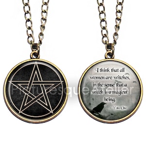 WICCAN Double Sided Necklace, Pentacle, Quote, Yoko Ono, Spiritual, Wicca, Witch, Witchcraft, Pagan, Nature, Ancient, Agnostic, Inspiration